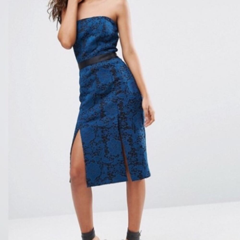 NWT Asos Tall lace‎ overlay strapless midi dress